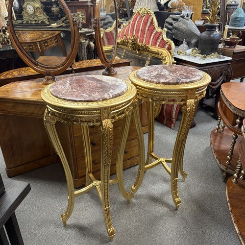 Pair gilt marble jardinières - gilt,