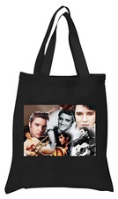 Elvis Black Cotton Tote Bag