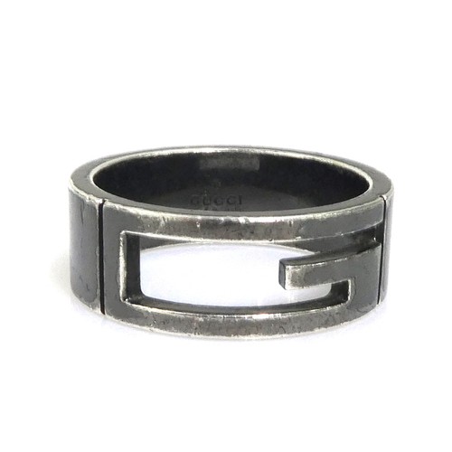 Auth gucci logo ring silver - g,