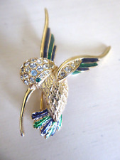 Sphinx Enamel and Diamante Humming Bird Brooch