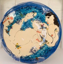 Karen Atherley Ceramics - Blue plate with female figure