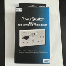 Powerbreaker 13A 2 Gang Type A Passive RCD Socket - K22-WP