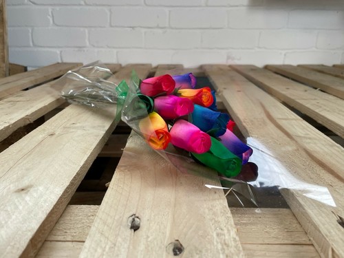 Dozen bright wooden roses a - dozen,