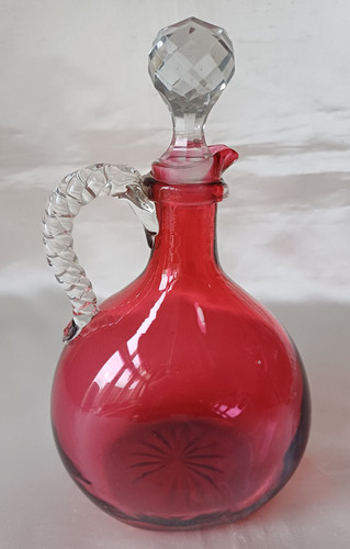 Victorian cranberry flagon - a,