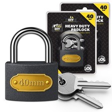 SOL 2pk Heavy Duty Padlocks 40mm Outdoor Security Locks With Keys Shed Gate