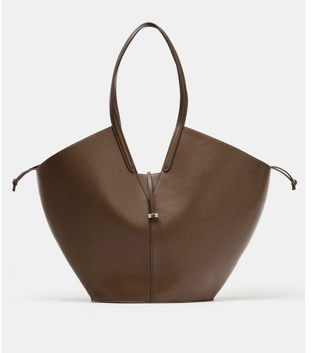 Maxi tote bag zara - zara, brown
