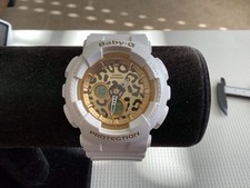 Casio Baby G BA120LP Anadigi Watch White & Gold Leopard Print Dial In Tin