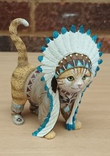 Hamilton Collection, Feathers 'n Fur Kittens, Chief Runs With Paws, Cat Figurine