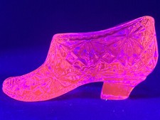 Green Vaseline glass floral