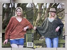 King Cole 3334 V Neck Batwing Sweater And Cape / Poncho Size 32”-42” Aran #X