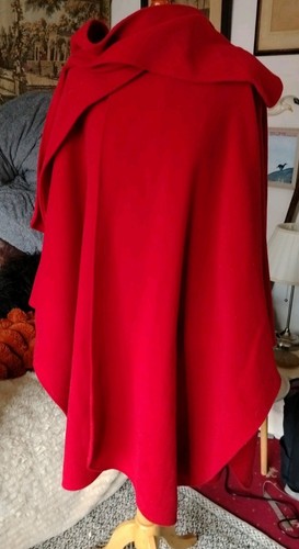 Vintage red long wool cape - vintage,