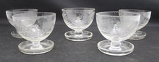 5X Vintage Glass Footed Etched