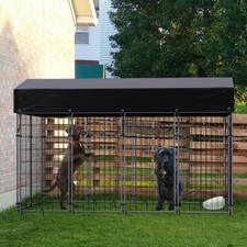 Metal Dog Cage Crate Fence Pet House Enclosure Run Playpen with Waterproof Cover