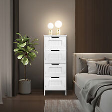 4 Drawers PVC White Bedroom Chest Cabinet Modern Wide Storage Cupboard Closet