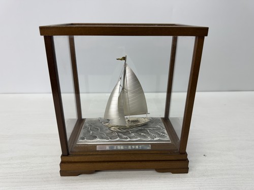 Y10817 okimono silver yacht - y10817,