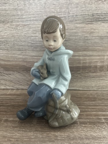 Lladro nao boy with rabbit - with, &