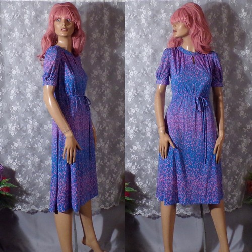Vintage 60s blue pink dress - 60s,