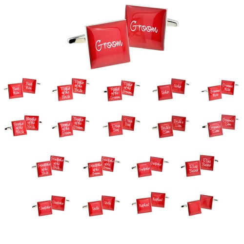 Red square wedding script - square,
