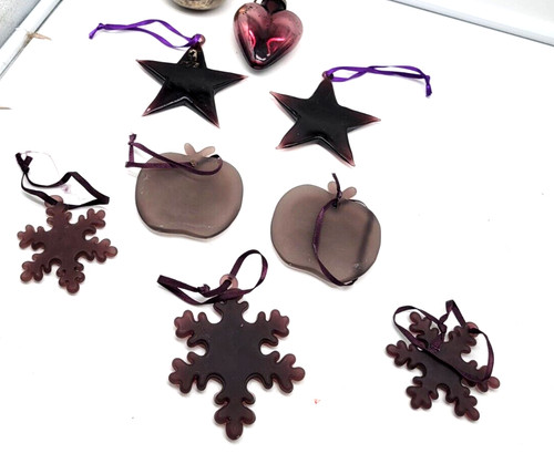 Purple plum glass snowflake - glass,