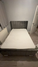 Grey Double Bed Frame Fabric Perfect Condition. Only Had A Year 