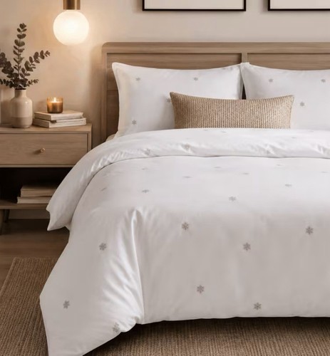 Frost embroidered double duvet - frost,