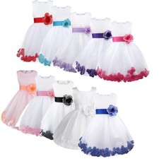 UK Flower Girls Wedding Party Formal Dress Petals Princess Pinafores Ball Gown