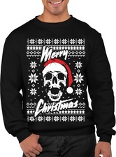 Funny Vintage Retro Santa Skull Ugly Christmas Sweater Xmas Jumper