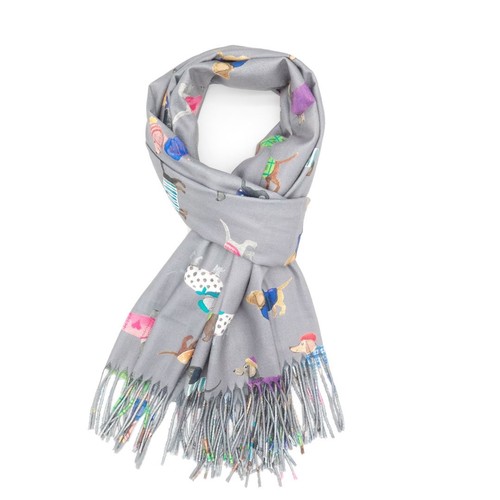 Sausage dogs scarf grey - grey,