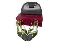 Jacques Vert Iridium Grey Green Leather shoes Size 37 + bag Away