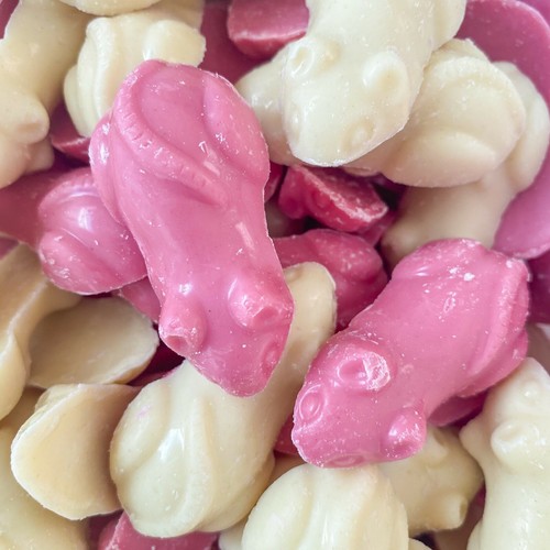 Pink and white - and, mice