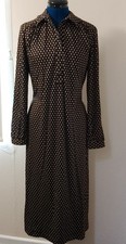Vintage 70's 80's Horrockses maxi dress cotton, size 14, browns, day,  Geometric