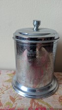 Vintage Silver Metal Engraved Tea Caddy 4in. Free P&P