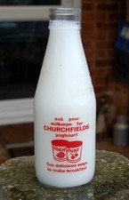 milk bottle : lovely old Churchfields Salisbury Yogurt advert  : dairy "red"