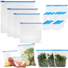 ZIP LOCK FOOD STORAGE FREEZER BAGS RESEALABLE REUSABLE PLASTIC BAGS SMALL LARGE