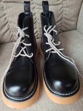 BELLAMICA Womens Black Monkey Boots With Silver Sparkly Laces UK Size 7 *NEW*