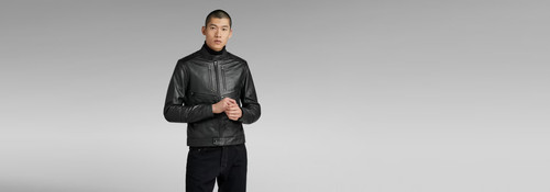 Star biker leather jacket - leather,