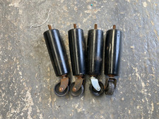 Vintage Black Painted Wooden Screw In Furniture Legs with Castors x 4 - 18 cm