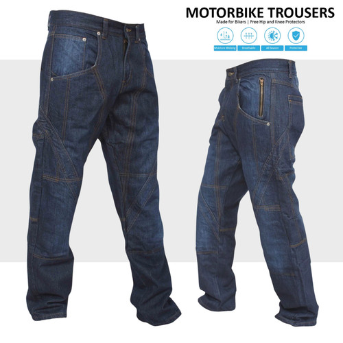 Men denim blue motorbike - denim,