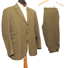 GREAT VINTAGE BROOK TAVERNER KEEPERS TWEED PLUS FOUR SUIT 44" R W 36'' GREEN