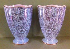 PAIR OF GRIMSWADE ROYAL WINTON BLUE LUSTRE BROCADE VASES - EXCELLENT CONDITION