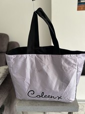 Coleen X Reversible Lined Tote Carry Summer Beach Bag Black Purple Rooney