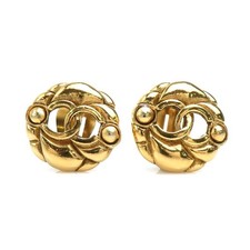 CHANEL Coco Mark Metal Gold Earrings for Women w1195a