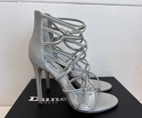 Dune silver leather - cage, heel