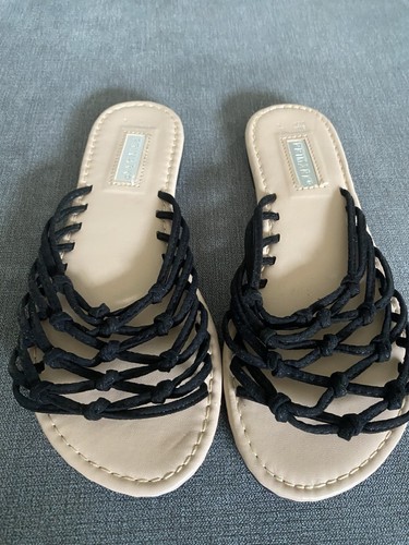 Ladies black flat sandals - ladies, size