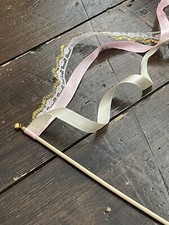 50 Pink And White Ribbon Wands With Bells - Weddings/ Parties. Brand New