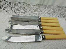 Antique 6 Joseph Rodgers Dessert Knives Sheffield Faux Bone Handles GR Mark