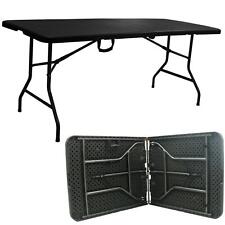 Rattan Effect 6ft Heavy Duty Folding Table Garden Camping Trestle Dining Picnic