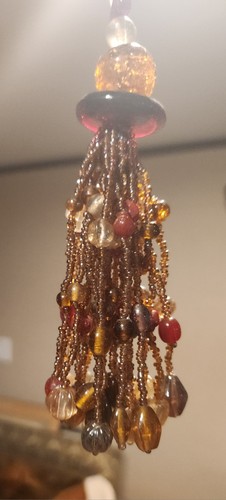 Beaded tassel glass beads red - tassel,
