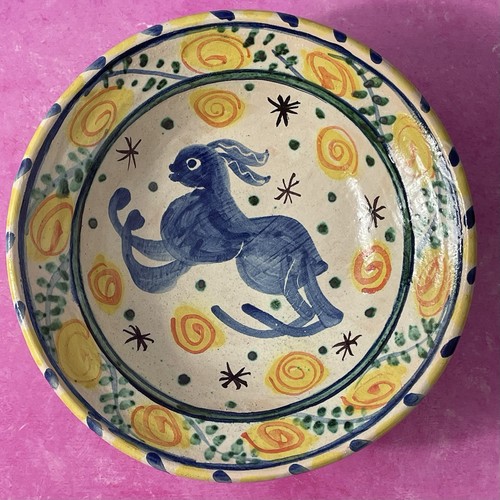 Colourful studio pottery bowl - colourful,