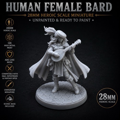 Human female bard miniature - human,